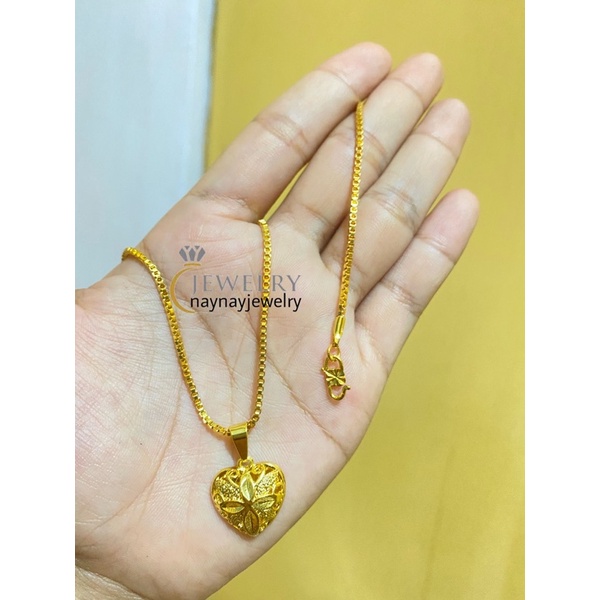 Kalung Koin italy love ukir t / warna 24k uk 45cm mirip emas