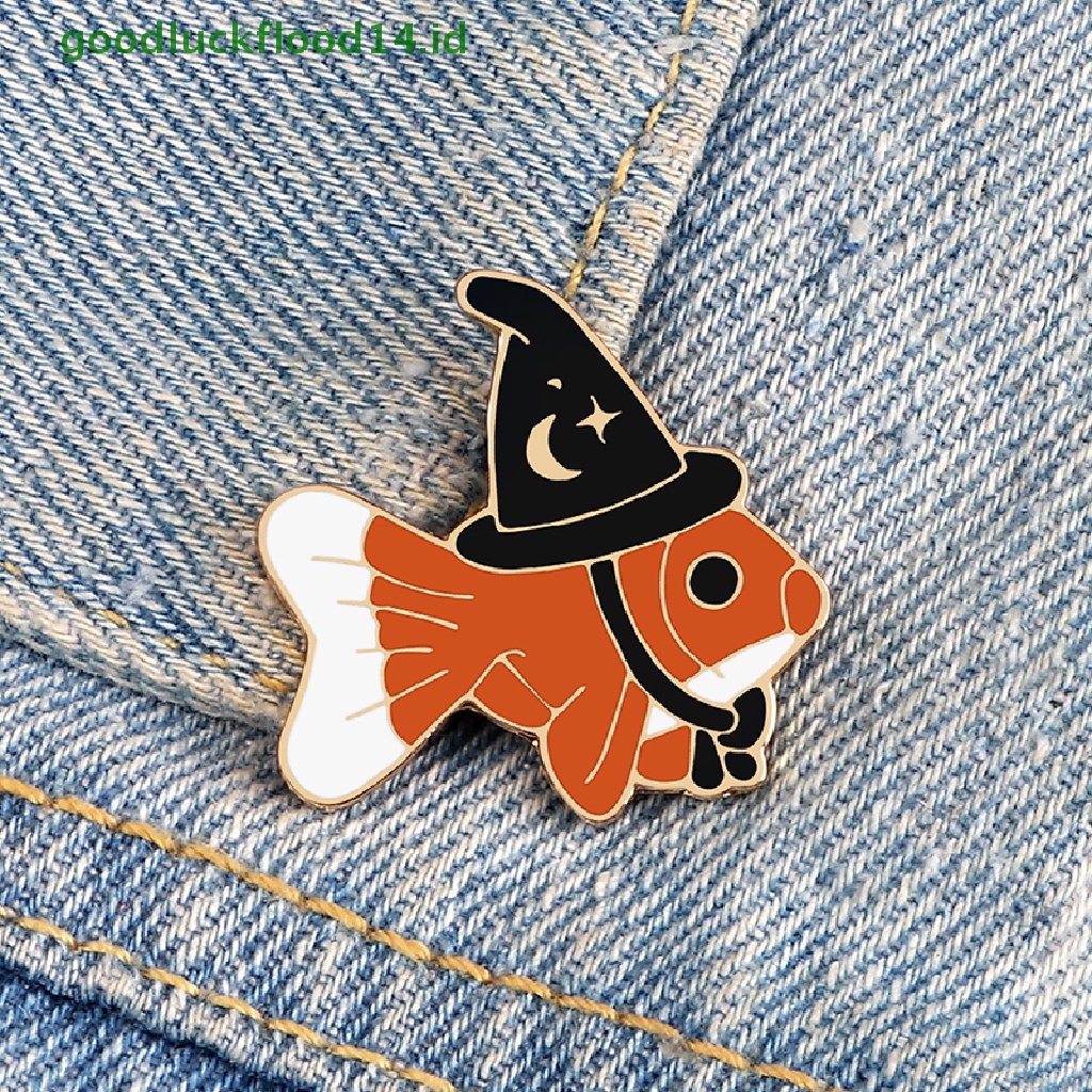 [GOOGFOUR] Bros Ikan Penyihir Kreatif Hewan Lucu Enamel Pin Ikan Beruntung Dengan Topi Ajaib Lencana Tas Perhiasan Hadiah [TOP]