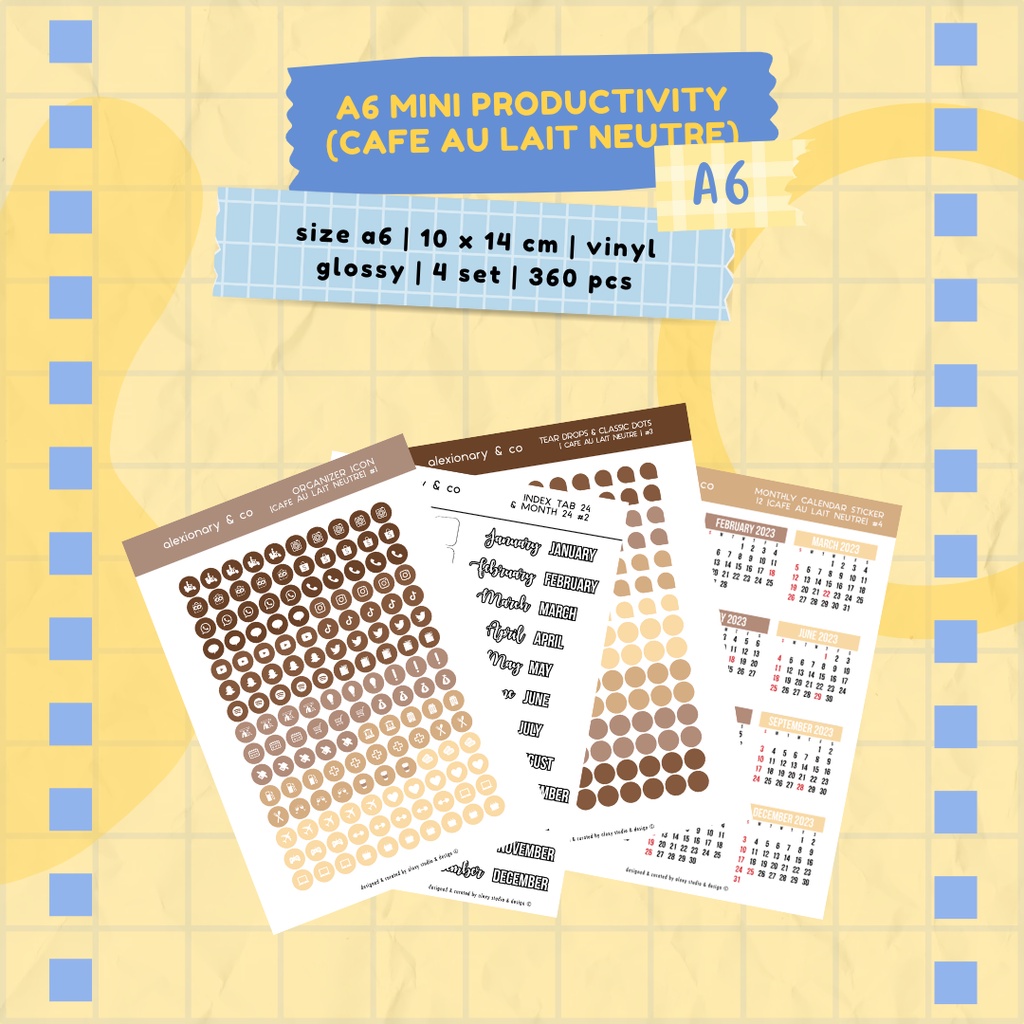 

Journal Planner Mini Productivity Sticker [Cafe Au Lait Neutre] | A6 10 x 14 cm | stiker murah jurnal scrapbook planner deco cute