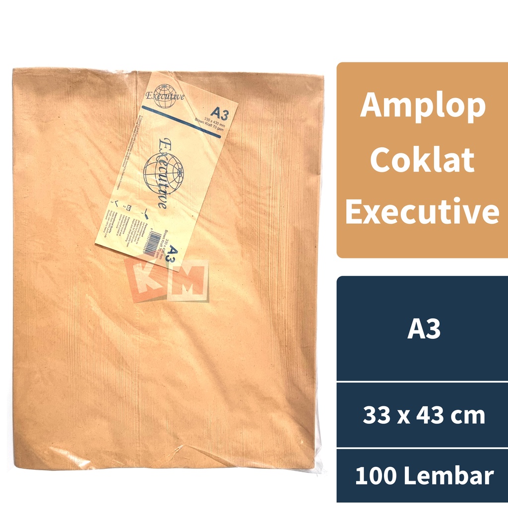 Amplop Coklat Executive Ukuran A3 Tanpa Lem 33x43 Isi 100