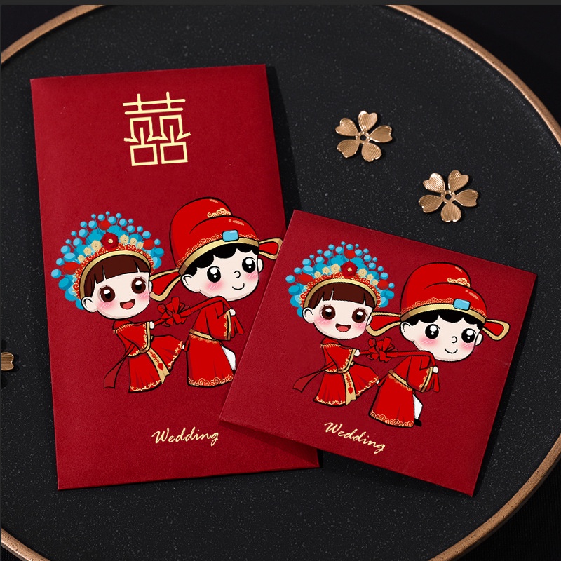 (10 LEMBAR) ANGPAU WEDDING/ ANGPAO SHUANG XI KARTUN SEPASANG PENGANTIN / ANGPAO TEAPAO/ ANGPAU SANGJIT