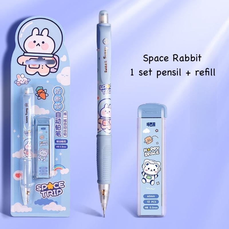 PENSIL MEKANIK SET ISI ULANG +FREE REFFIL PENCIL AESTHETIC LUCU