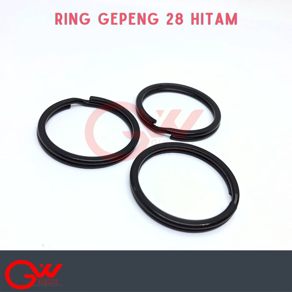 RING GANTUNGAN KUNCI / RING GEPENG 25/28 mm BLACK - ECERAN 1 PCS