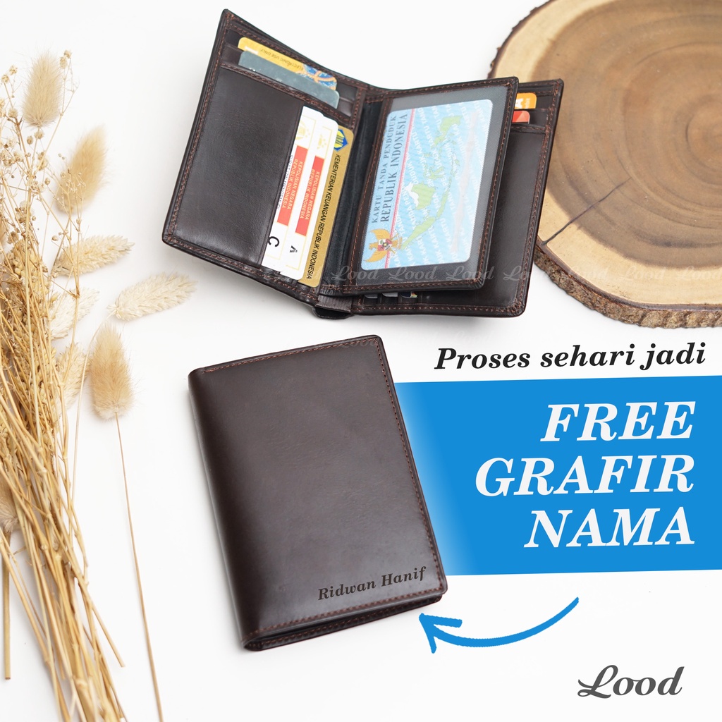 DOMPET PRIA KULIT SAPI ASLI ORIGINAL 100% PREMIUM POTRAIT WALLET - GRATIS UKIR NAMA