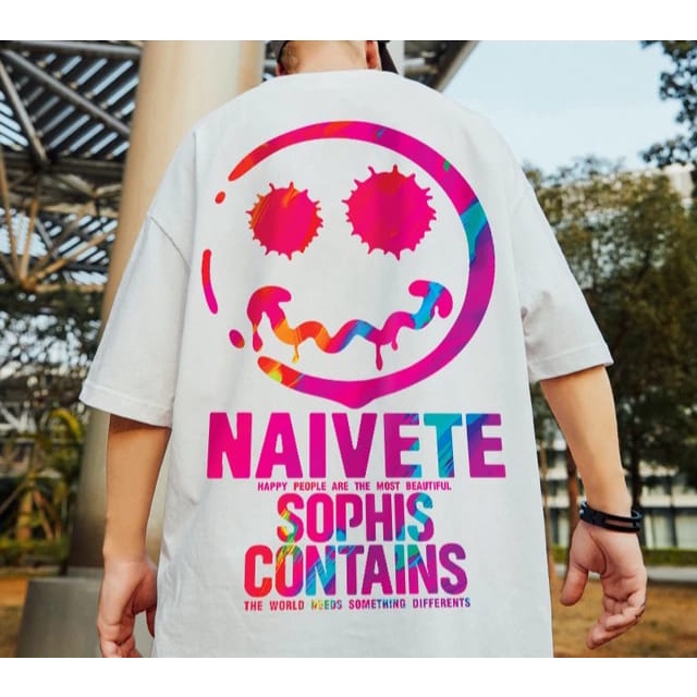 T-Shirt NAIVETE SOPHIS CONTAINS Kaos Pria Wanita Baju Unisex Bahan Katun 24's Ukuran S M L XL XXL XXXL