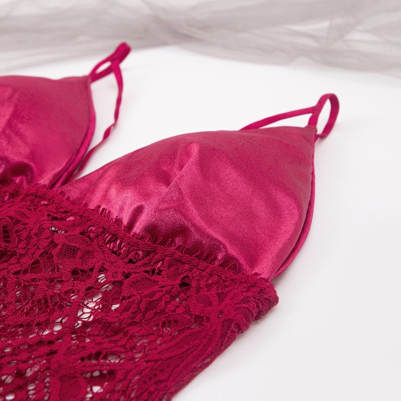 BV.ID BS1031 Set Lingerie Sexy lingeri Wanita Seksi G-String Set Baju Tidur Wanita Renda Satin Silk