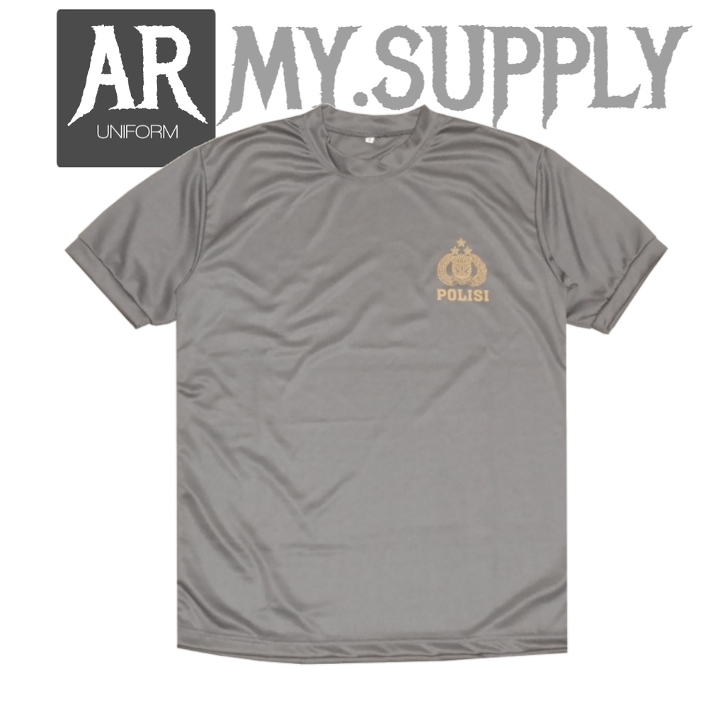 Army.supply - Baju Kaos Polisi Coklat Pria Lengan Pendek Adem Logo Terbaru