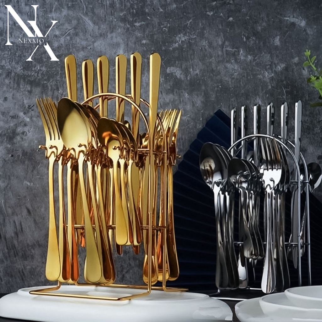 NexXio SENDOK SULTAN SET / SENDOK SULTAN MARBLE GOLD/ CUTLERY SET / SENDOK STAINLESS STEEL