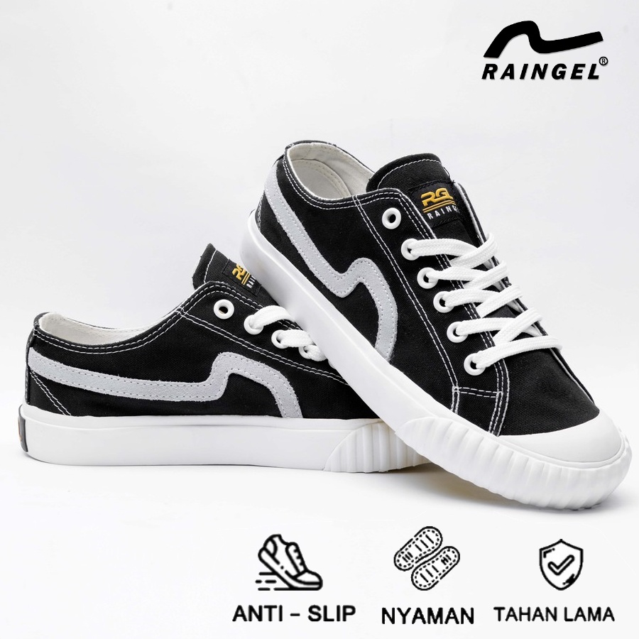 Sepatu Brand Lokal Raingel Soka 1 Black/White | Sepatu Pria | Sepatu Wanita | Sepatu Hitam Low | Sep