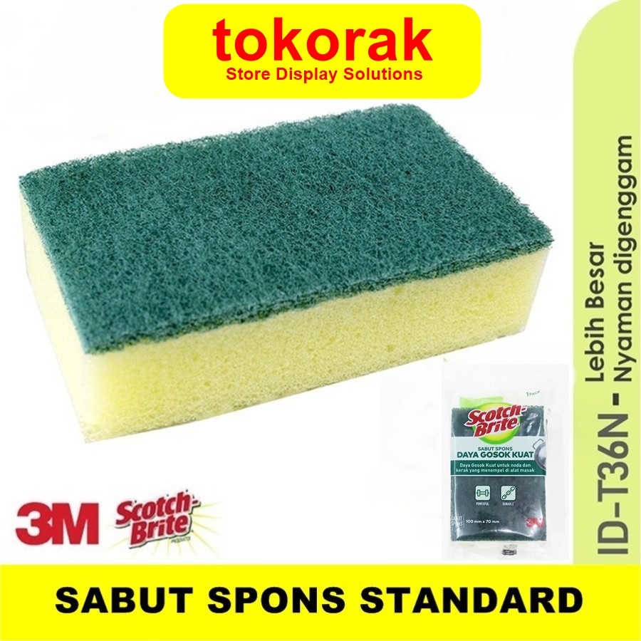 3M SCOTCH BRITE SABUT SPONS CUCI PIRING STANDAR ID- T36N - TAPAS BUSA