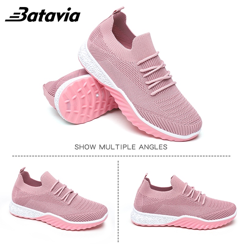 Batavia GROSIR sepatu kanvas wanita rajut sepatu wanita   hitam Sepatu Wanita Sport Women Sneakers N24