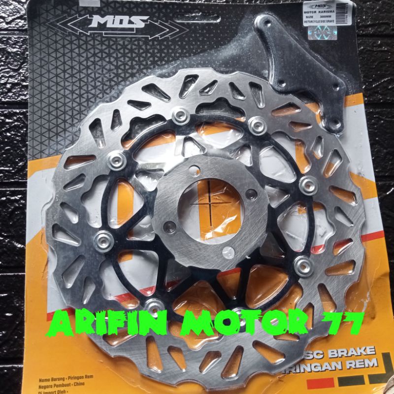 PIRINGAN CAKRAM DEPAN KHARISMA GL MEGAPRO UKURAN 300MM MODEL TDR HITAM PLUS BRAKET PIRINGAN KHARISMA