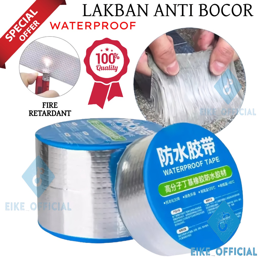 [EIKE] LAKBAN ANTI BOCOR 3M 5M LEM ANTI AIR ALUMUNIUM FOIL BUTYL SUPER WATERPROOF TAPE TAMBAL SILVER / ALUMINIUM TAPE