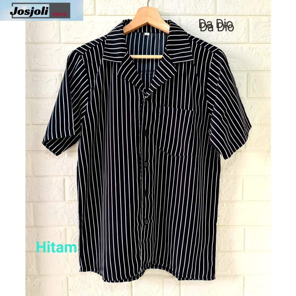 JOSJOLI_STORE/Kemeja Salur Pendek PD03/Kemeja Ala Korea Style Kekinian/M L XL/Realpict