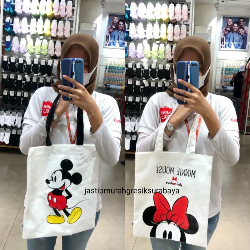 MICKEY MOUSE CARTOON SHOPPING BAG MINISO TOTEBAG MICKEY MOUSE MINNIE MOUSE TOTEBAG MINISO