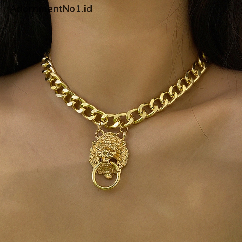 [AdornmentNo1] Metal Hip Hop Lion Locket Pendant Kalung Punk Rantai Wanita Gadis Baru [ID]