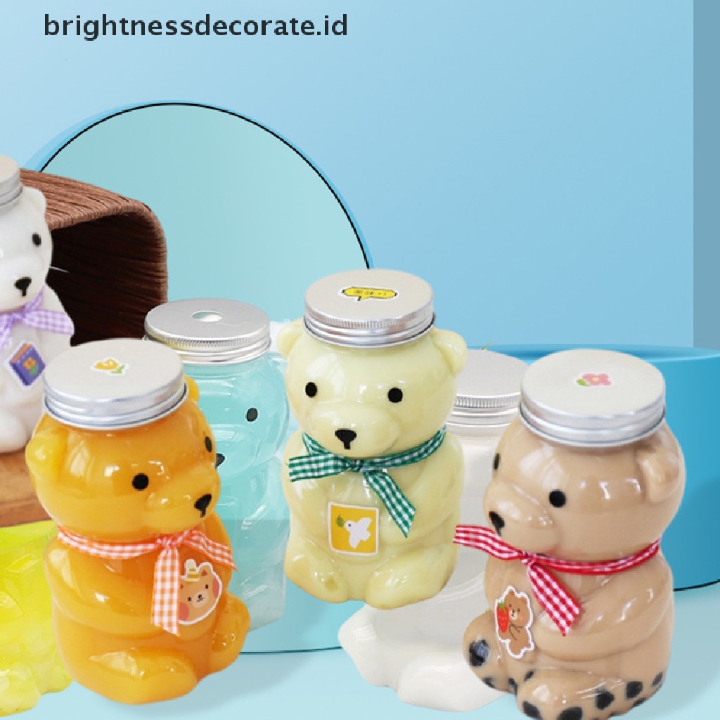 [Birth] Botol Minum Sekali Pakai Juice Bear Gelas Plastik Beruang Lucu Minuman Jus Milk Tea Drink Storage Bottles With Lid Sealed Bottle [ID]