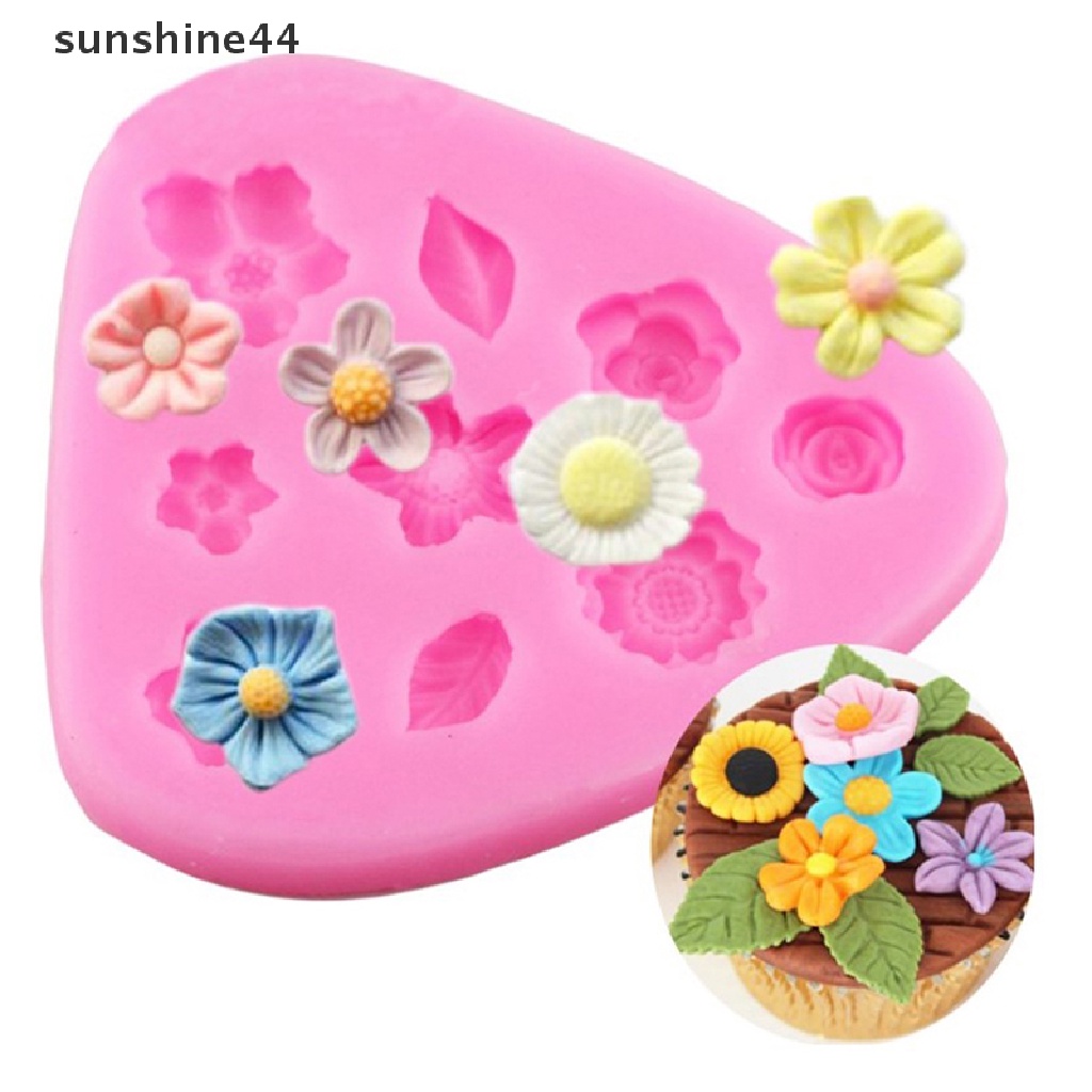 Sunshine Cetakan Silikon Bunga Mawar Mini Fondant Kue Decorag Tools Baking Tools.