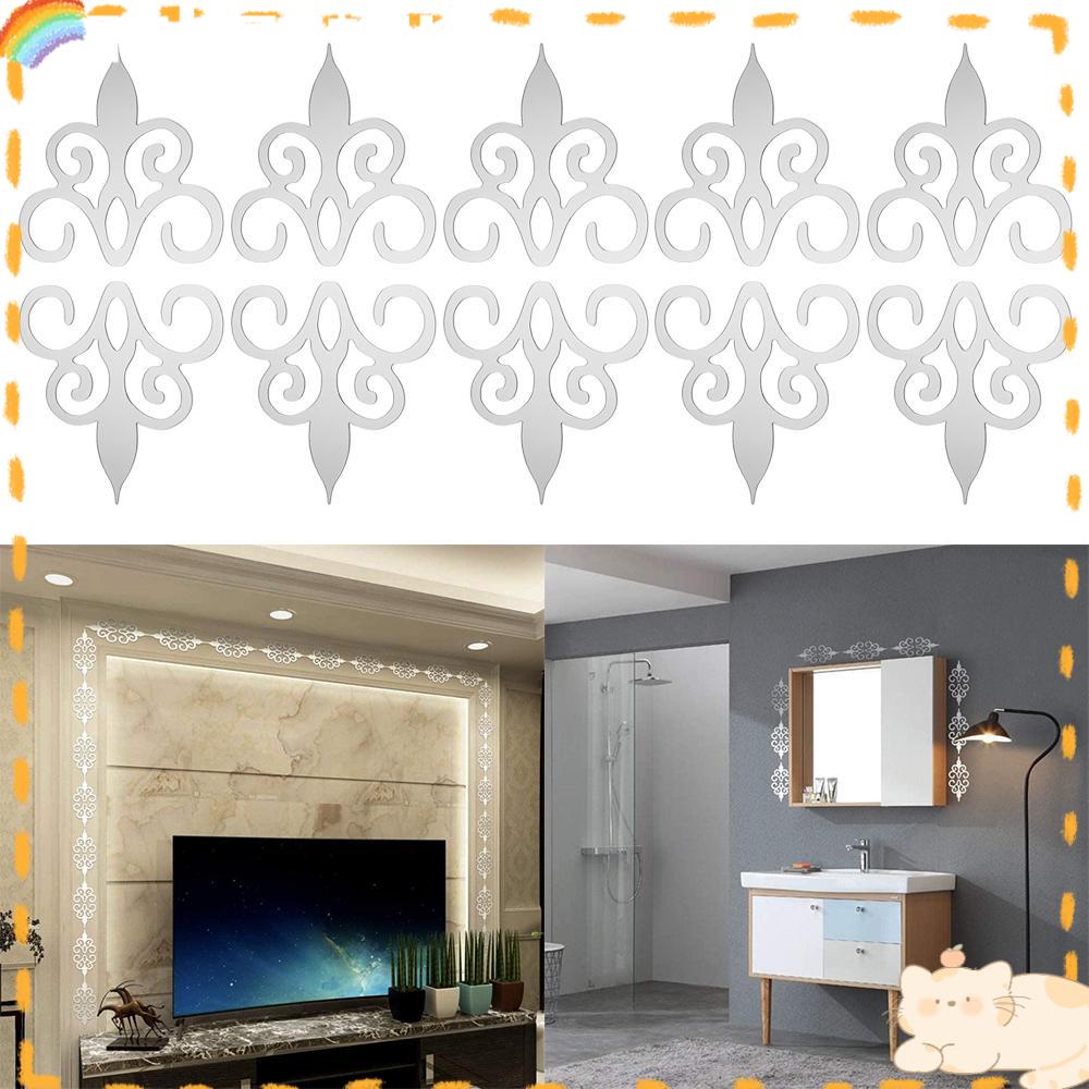 Solighter 10PCS Mirror Wall Sticker Akrilik 3D Dekorasi Rumah Wallpaper