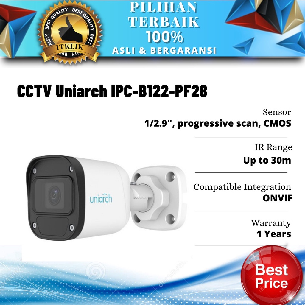 UNIARCH CCTV IPC-B122-PF28(40) 2MP Mini Fixed Bullet Network Camera