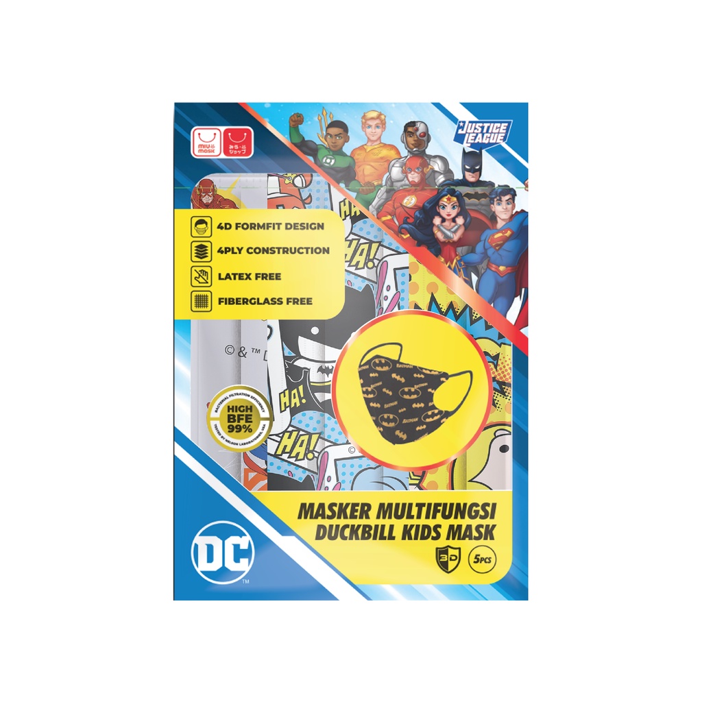 MIU MASK - Justice League 3D Duckbill Mask Kids (3Ply)