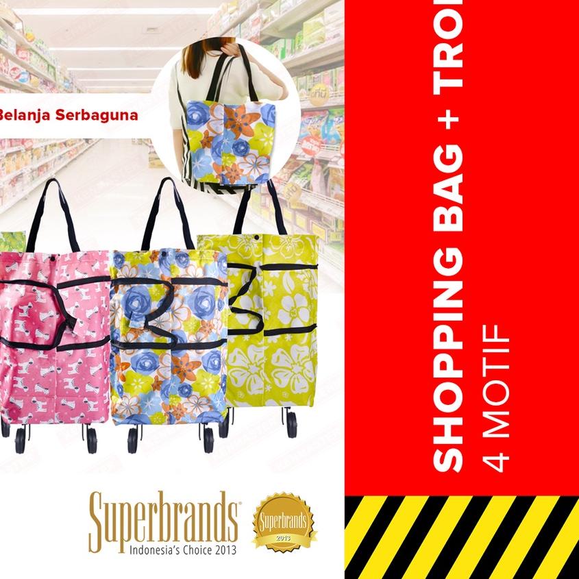 Promo | KG4|Tas Belanja Lipat Roda Serbaguna NM-108 / Troli Shopping Bag - MOTIF RANDOM - OL023