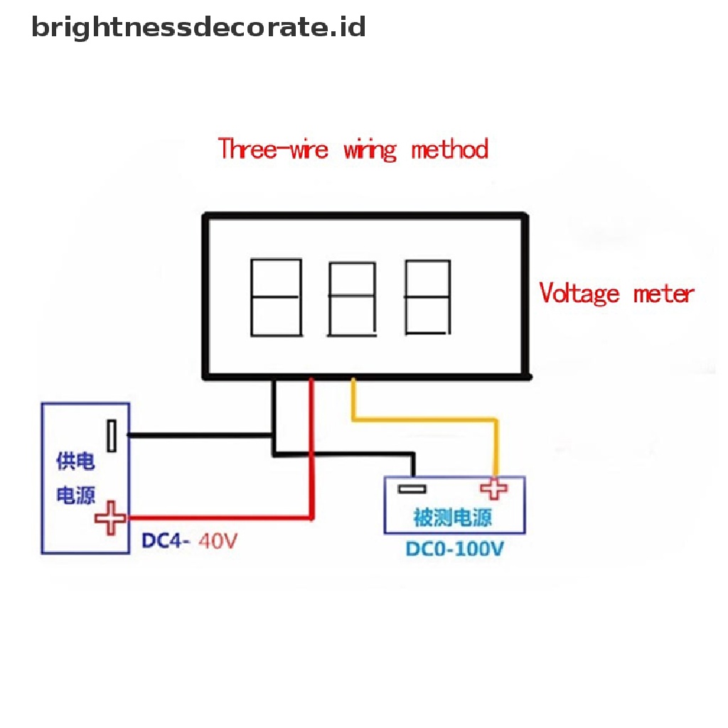 [Birth] Ultra Small Green Digital DC 0.28 Inch Ultra Small Digital DC Voltage Meter LED Voltage Display Tampilan Digital Dapat Disesuaikan Tiga Kabel DC0-100 V Voltmeter [ID]