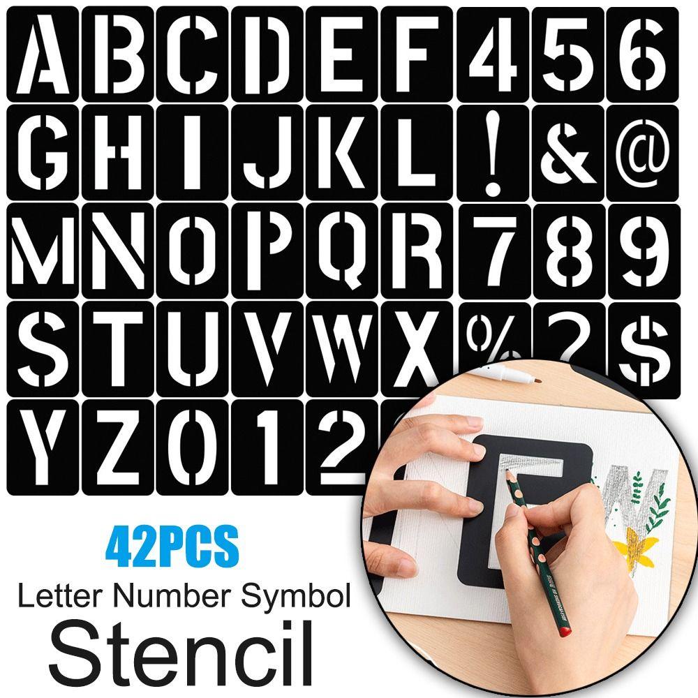 Nanas 42PCS Huruf Angka Simbol Stensil Portable Craft Lukisan Emboss Template