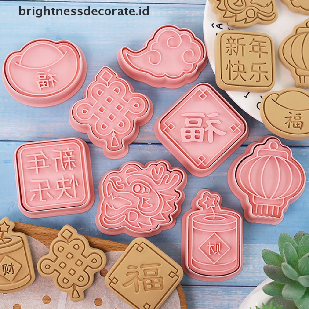 [Birth]8/10Pcs 2023tahun Baru Cina Kartun Biskuit Cetakan Cookie Cutter Baking Mold [ID]