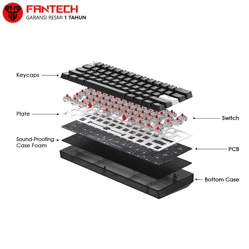 Fantech MAXFIT61 FROST Wired Hotswap Keyboard Gaming Mechanical RGB