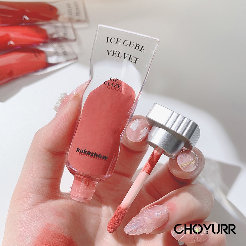【COD】Lip Cream Clear Mirror Lip Glzaz Lipstik Lip Glaze Transparan Pigmen Ice Cube Velvet Matte Lipstik Lip Gloss White Non-stick Cup-CH