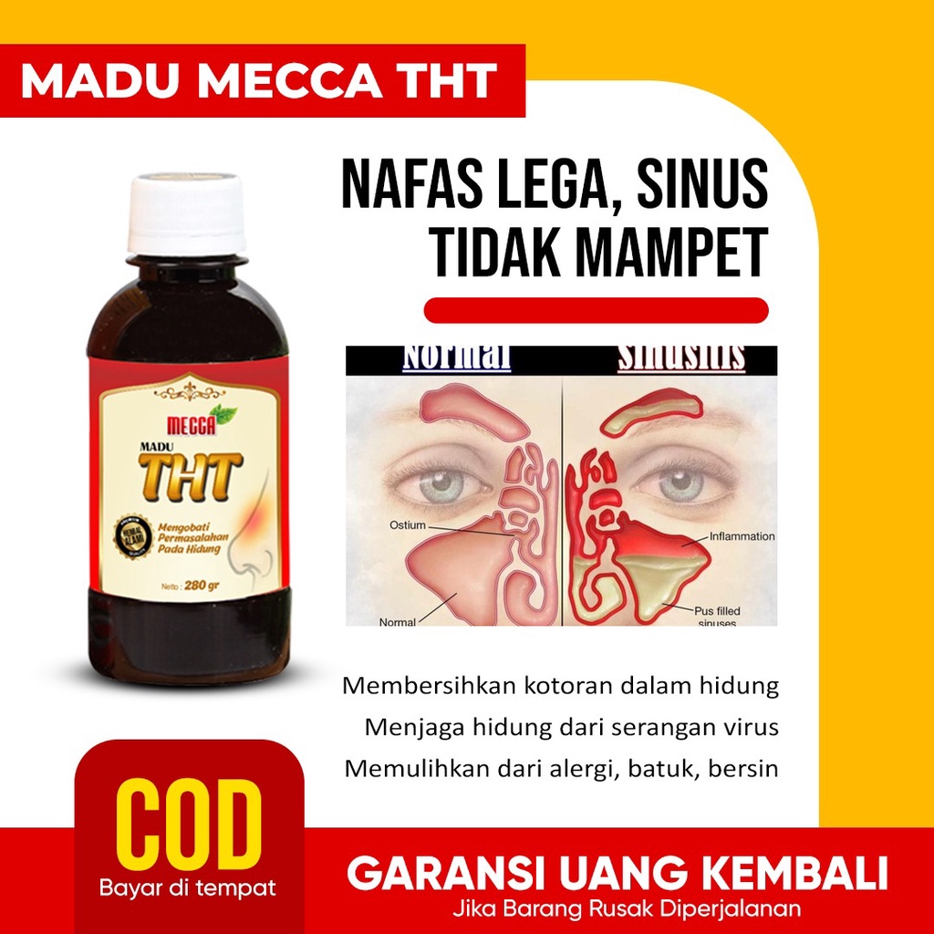 Mecca Madu THT 280g - Untuk Gangguan Pernafasan , Batuk , Pilek sinusitis radang hidungHerbal Alami