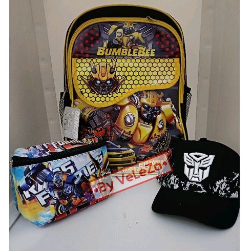 Tas ransel anak Transformer gratis waistbag topi - tas anak