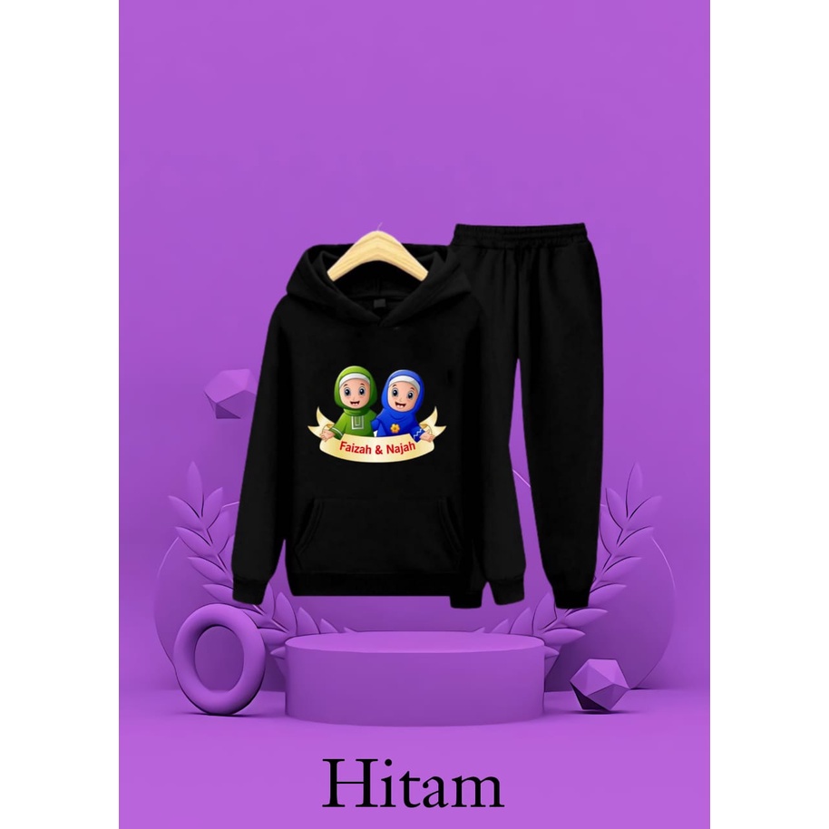 Hzl_outfit Setelan Sweater Hoodie Faizah Najah Anak Perempuan/ Setelan Hoodie Anak