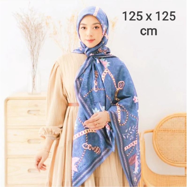 SALE HIJAB / SYARI JAMIAHHH BIRU / COD / KERUDUNG VOAL MOTIF / SEGI EMPAT VOAL / JILBAB TERBARU / LA