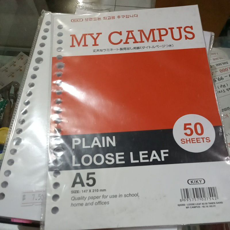 

kertas loose leaf A5 polos tanpa garis size 147x210mm isi 50 sheets /lembar