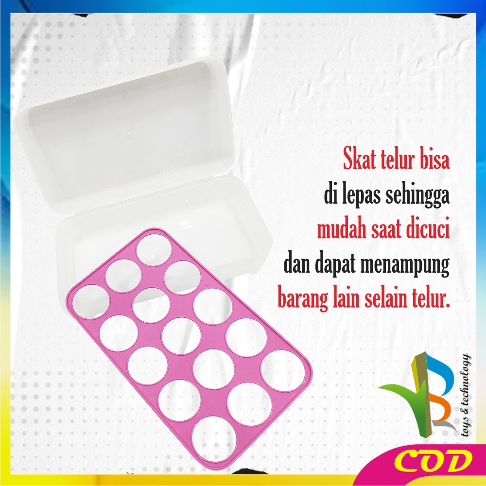 RB-C791 Kotak Tempat Rak Susun Penyimpanan Telur 15 Lubang Sekat / Rak Wadah Tempat Telor 15 Butir Egg Box Storage Organizer Anti Pecah