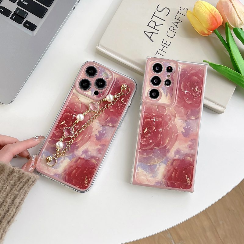 Nice Red Flowers Bracelet Soft Case OPPO A9 A5 A31 A53 A33 2020 A15 A15S A35 2021 F9 Pro F11 A7 A5S A12 A11K A3S Realme C1 A16 A17 A17K A36 A76 A96 A52 A92 A57 2022 A77 A74 A95 Reno 4F 5F 5 6 7 7Z 8 4G 5G Casing