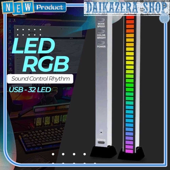 Lampu LED RGB Sound Control Rhythm Light USB 32 LED - Silver