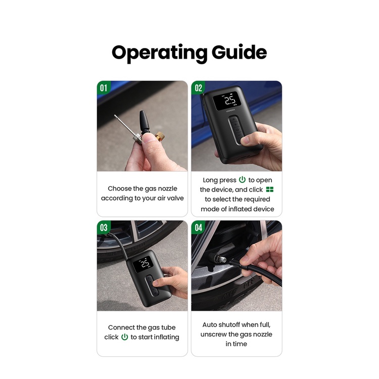UGREEN Air Pump Inflator Electric Pompa Ban Mobil Sepeda Motor Pompa Angin Elektrik 40121