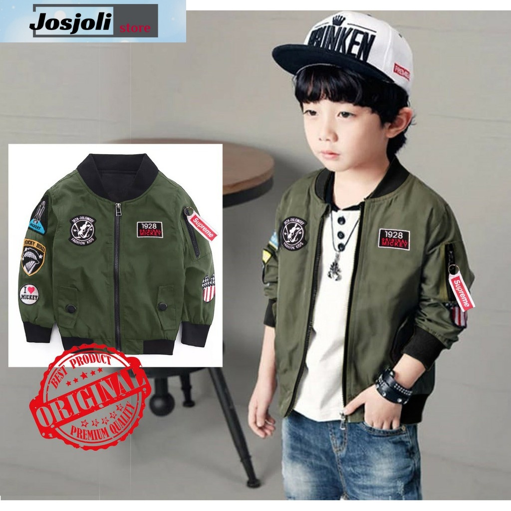 JOSJOLI_STORE/Jaket Bomber Kids Mickey/Jaket Anak Laki-Laki/Pakaian Anak Laki-Laki Lengan Panjang/Usia 5-7 Tahun