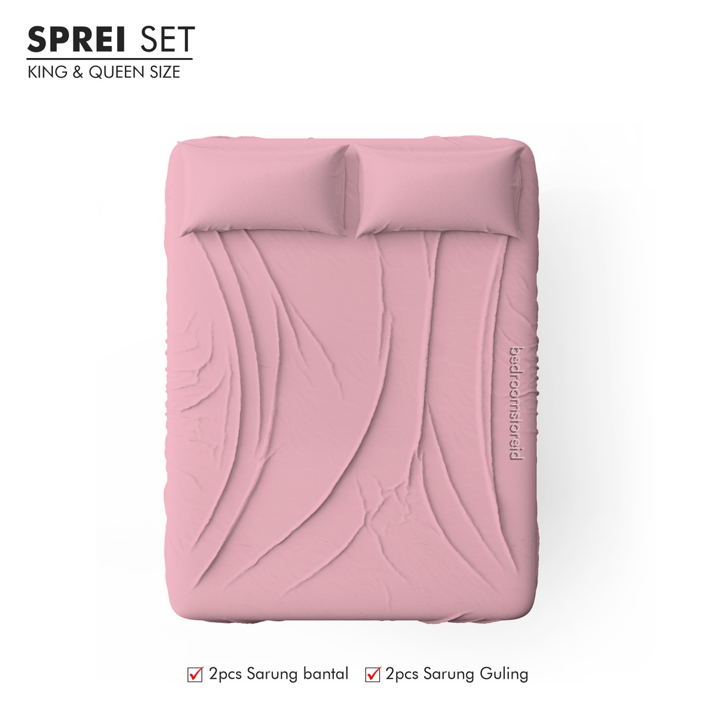 Sprei Aesthetic Polos Dusty Pink  Sudah Termasuk Sarung Bantal Guling