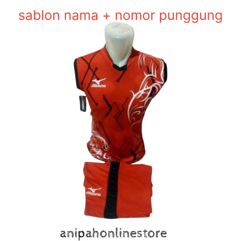 reques nama+nomor punggung Baju voli mizuno/setelan singlet mizuno terbaru baju badminton bola voli