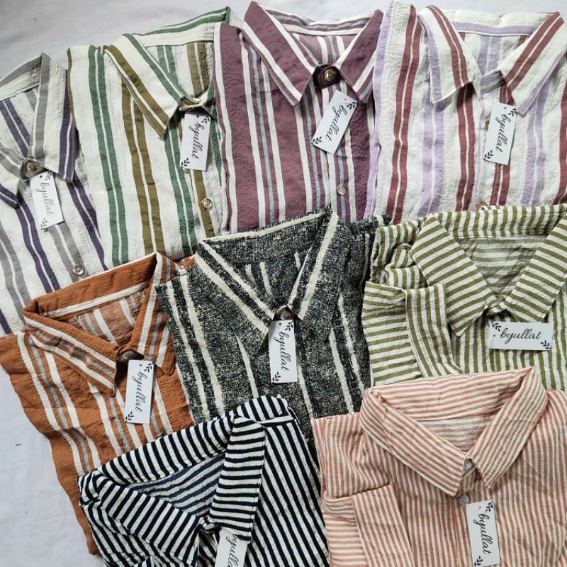 DEERA STRIPY SHIRT / KEMEJA MOTIF SALUR WANITA CRINKLE