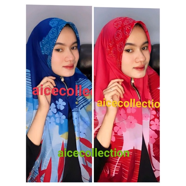 SEGIEMPAT ZIPPER /KERUDUNG INSTAN SLETING MOTIF TERBARU