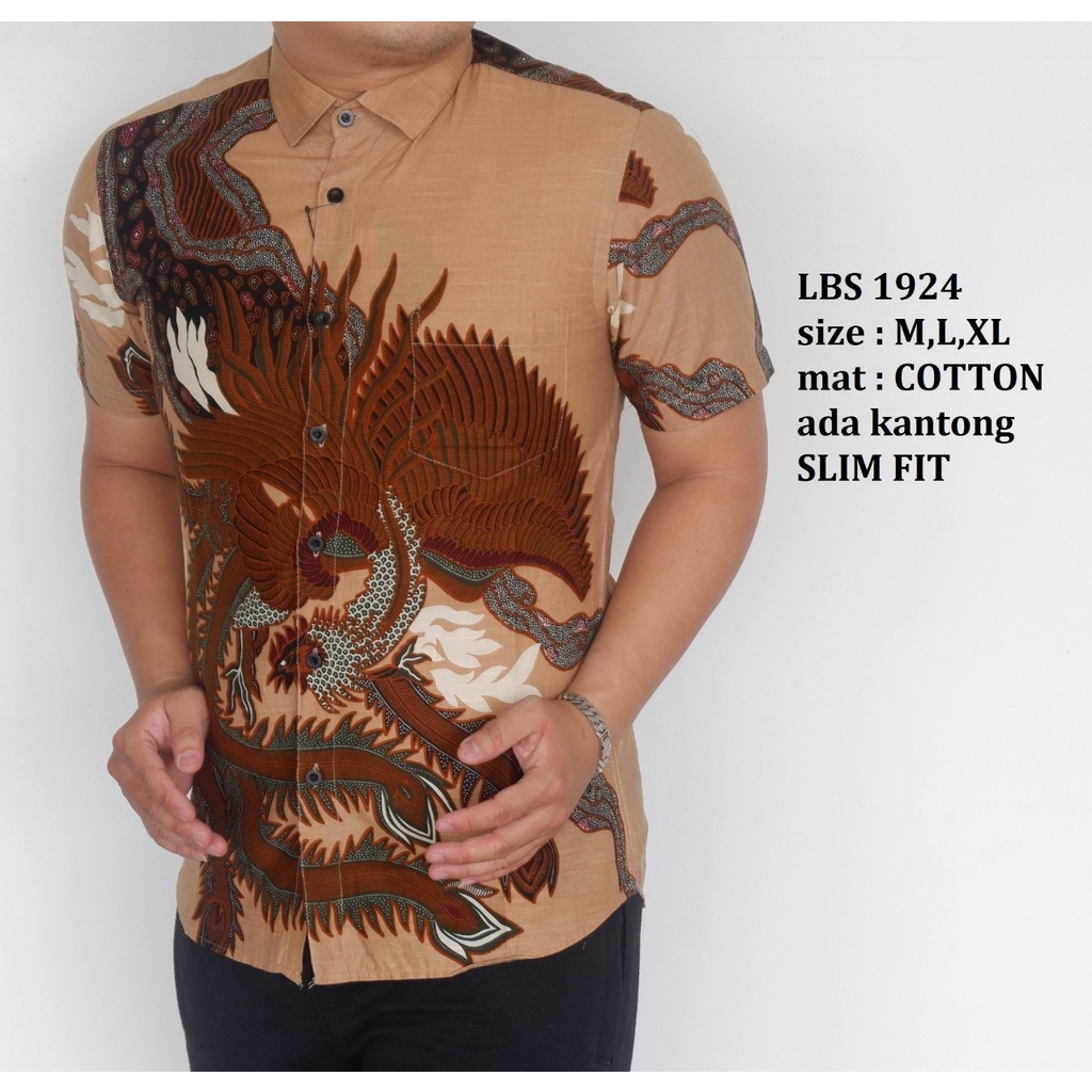 Baju Batik Pria Slimfit Kemeja Lengan Pendek Slim Fit LBS 1924