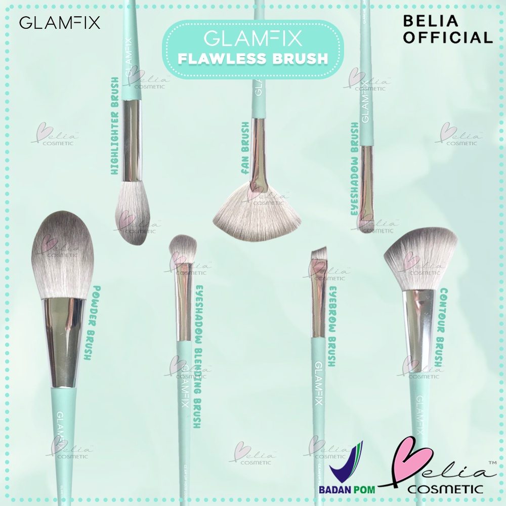 ❤ BELIA ❤ GLAMFIX Flawless Brush Highlighter | Fan | Contour | Powder | Eyebrow | Eyeshadow Blending Blush | BPOM