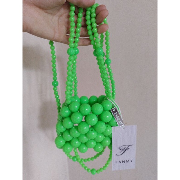 FANMY || tas mutiara hijau stabilo | tas warna stabilo | tas warna hijau neon