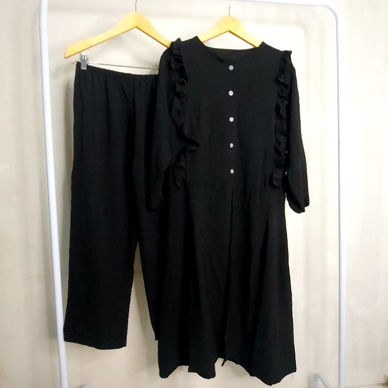 BRENDA SET LONG TUNIK SETELAN BAJU JUMBO CRINCLE WANITA