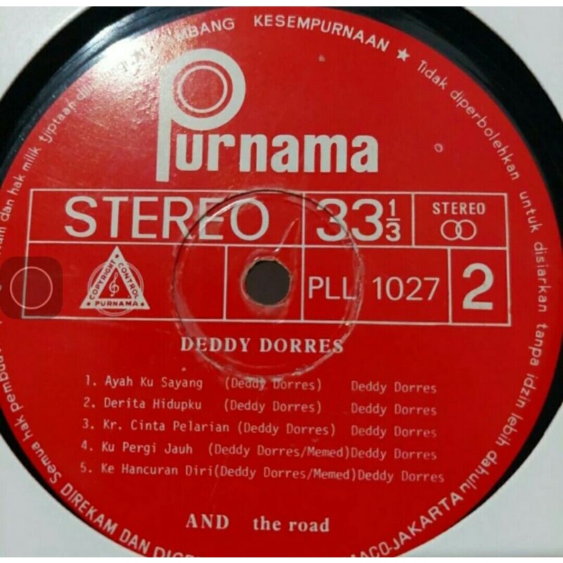 Vinyl Piringan Hitam 12 inc Deddy Dorres and The Road